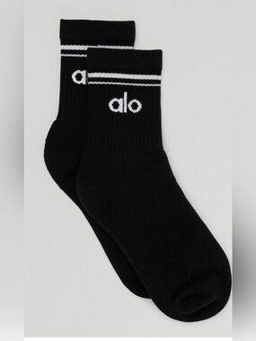 ALO Throwback Unisex Half-Crew Socks Black/White - M